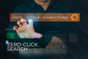 Revenue opportunities and losses from zero-click search trends, featuring Southeast Wisconsin business case studies with percentage improvements in brand awareness, lead quality, and competitive positioning despite reduced website traffic